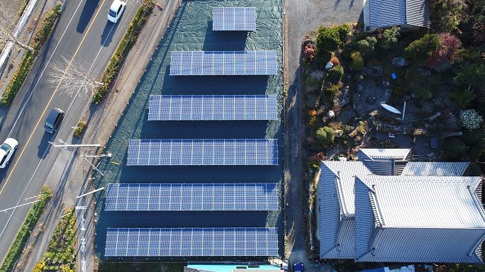 太陽光発電　上空写真2（施工完了）